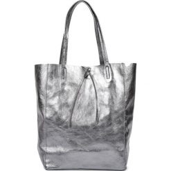 Shopper bag damskie: Skórzana torebka w kolorze szarym – (S)37 x (W)41 x (G)12 cm