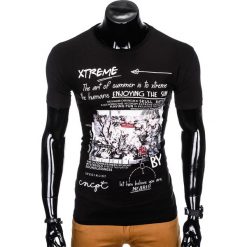 T-shirty męskie: T-SHIRT MĘSKI Z NADRUKIEM S997 - CZARNY