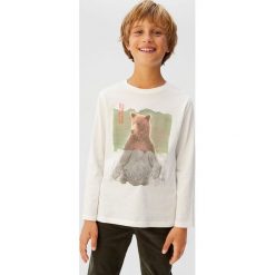 Mango Kids - Longsleeve dziecięcy Grizzle 110-164 cm. Białe t-shirty chłopięce Mango Kids, z nadrukiem, z bawełny, z długim rękawem. Za 45,90 zł.