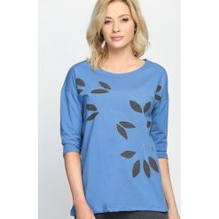 Niebieska Bluzka If I Fell. Szare bluzki na imprezę marki TOMMY HILFIGER, m, z nadrukiem, z bawełny, casualowe, z okrągłym kołnierzem. Za 39,99 zł.