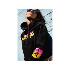 Bluza z kapturem czarna "Logo Set Colour". Czarne bluzy damskie s, z nadrukiem, z bawełny. Za 383,50 zł.