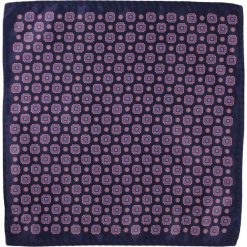 Granatowo-Fioletowa Elegancka Męska Poszetka -ALTIES- Wzór Geometryczny POSZALTTANIA0293. Niebieskie poszetki męskie Alties, bez wzorów, z materiału, eleganckie. Za 16,90 zł.