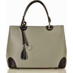 Torebka italian bag kuferek skóra marco mazzini - szary z czarnym. Szare kuferki damskie MAZZINI, w paski, ze skóry, eleganckie, bez dodatków. W wyprzedaży za 289,00 zł.