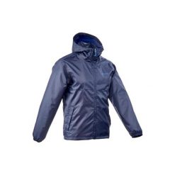 Kurtka turystyczna NH100 Raincut WTP suwak męska. Niebieskie kurtki męskie QUECHUA, s, bez wzorów, z poliesteru, krótkie, bez kaptura. Za 59,99 zł.