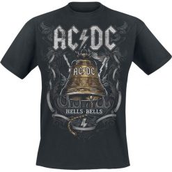 AC/DC Hells Bells T-Shirt czarny. Czarne koszulki męskie marki AC/DC, l, z nadrukiem, klasyczne, z okrągłym kołnierzem. Za 74,90 zł.