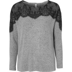 Soyaconcept Wyjątkowo miękki sweter z koronką Biara szary melanż czarny female szary/czarny XXL (46). Szare swetry damskie Soyaconcept, s, w koronkowe wzory, z dzianiny, eleganckie, bez rękawów, długie, bez kaptura. W wyprzedaży za 109,00 zł.