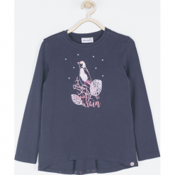 Koszulka. Niebieskie bluzki dziewczęce bawełniane SWEET THINGS, z aplikacjami, z długim rękawem. Za 49,90 zł.