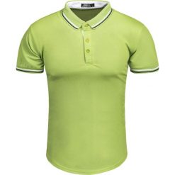 Koszulka polo męska zielona slim Recea. Zielone koszulki męskie Recea, xl, bez wzorów, z bawełny, bez rękawów. Za 23,77 zł.