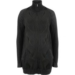 Sweter rozpinany w warkocze, z zamkiem bonprix czarny. Czarne kardigany damskie marki bonprix. Za 59,99 zł.