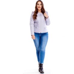 Kurtka zapinana na ekspres szary. Szare kurtki damskie Tagless, plus size, bez wzorów, z poliesteru, bez kaptura. Za 146,63 zł.