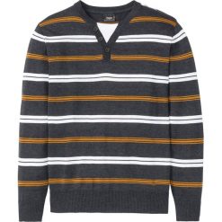 Sweter 2 w 1 bonprix antracytowy melanż w paski. Szare swetry męskie bonprix, s, w paski. Za 54,99 zł.