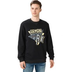 Armani Exchange Bluza Czarny. Czarne bluzy męskie Armani Exchange, xl, z nadrukiem, z bawełny, bez kołnierzyka, bez rękawów, bez kaptura. Za 571,95 zł.