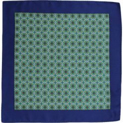 Gustowna Poszetka Męska z Granatowym Obszyciem - 33x33 cm - CHATTIER, Zielona POSZCH0226. Żółte poszetki męskie Chattier, bez wzorów, z materiału, eleganckie. Za 27,00 zł.