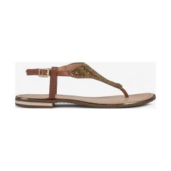 Geox Sozy Plus Sandały Brązowy. Pomarańczowe sandały damskie Geox, w paski, ze skóry, bez obcasa, z paskami. Za 393,95 zł.