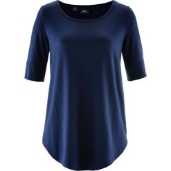 Długi shirt, krótki rękaw bonprix ciemnoniebieski. Niebieskie bluzki damskie marki bonprix, z długim rękawem. Za 29,99 zł.