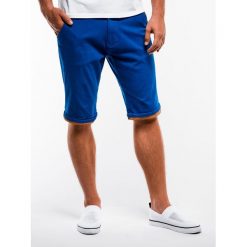 Krótkie spodenki męskie chino W150 - niebieskie. Niebieskie spodenki i szorty męskie Ombre Clothing, s, bez wzorów, z bawełny, klasyczne, krótkie. Za 39,00 zł.