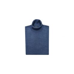 Niebieski golf męski SW48. Niebieskie swetry męskie Lanieri Fashion - swetry męskie, m, bez wzorów, z wełny, casualowe, z golfem, bez kaptura. Za 134,10 zł.