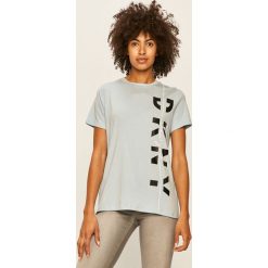 Dkny - T-shirt. Niebieskie topy damskie DKNY, s, z nadrukiem, z elastanu, z krótkim rękawem. W wyprzedaży za 139,90 zł.