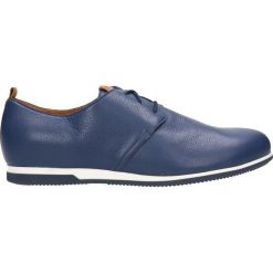 Półbuty JIM. Niebieskie półbuty męskie Gino Rossi, bez wzorów, ze skóry, eleganckie, bez zapięcia. Za 249,90 zł.