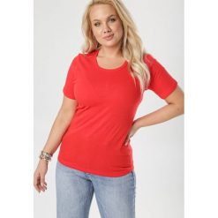 Czerwony T-shirt Ephesine. Czerwone bluzki damskie Born2be, xl, bez wzorów, bez kołnierzyka, bez rękawów. W wyprzedaży za 19,99 zł.
