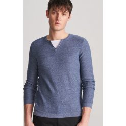 Bawełniany sweter - Niebieski. Niebieskie swetry męskie Reserved, s, bez wzorów, z bawełny, bez kołnierzyka, bez kaptura. Za 99,99 zł.