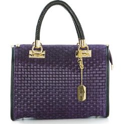 Torebki klasyczne damskie: Skórzana torebka w kolorze fioletowym – 30 x 26 x 17 cm