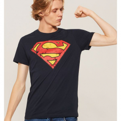 T-shirt z nadrukiem Superman - Granatowy. Niebieskie t-shirty damskie marki House, s, z nadrukiem, bez kołnierzyka. Za 29,99 zł.