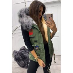 Kamizelka DOBA GREY. Brązowe kurtki damskie IVET, na zimę, bez wzorów, z puchu. W wyprzedaży za 89,00 zł.