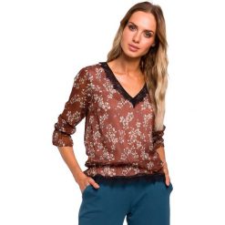 Bluzka z koronkowymi detalami - model 1. Bluzki damskie Moe, s, w kwiaty, z poliesteru, bez kołnierzyka, z długim rękawem. Za 199,00 zł.