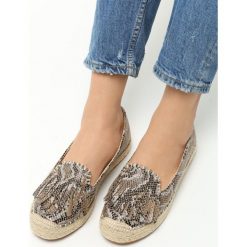 Khaki Wężowe Espadryle Snake Power. Brązowe espadryle damskie marki vices, bez wzorów, ze skóry, bez obcasa. Za 49,99 zł.