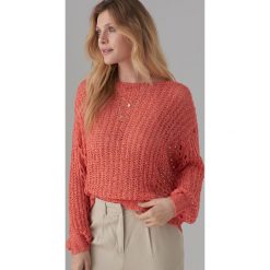 Ażurowy sweter oversize - Pomarańczowy. Pomarańczowe swetry damskie Mohito, s, bez wzorów, bez rękawów, bez kaptura. W wyprzedaży za 39,99 zł.