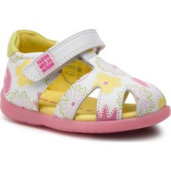 Sandały AGATHA RUIZ DE LA PRADA - 192905 A/Blanco Y Flores. Białe sandały dziewczęce Agatha Ruiz de la Prada, ze skóry ekologicznej, bez zapięcia. W wyprzedaży za 189,00 zł.