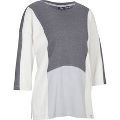 Shirt sportowy z bawełny bonprix szary melanż. Szare bluzki sportowe damskie bonprix, bez wzorów, z bawełny, z kontrastowym kołnierzykiem, bez rękawów, bez kaptura. Za 59,99 zł.