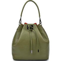 Torebki klasyczne damskie: Skórzana torebka w kolorze zielonym – (S)30,5 x (W)42 x (G)16 cm