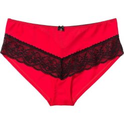 Figi "panty" bonprix truskawkowo-czarny. Czerwone panty damskie bonprix, w koronkowe wzory. Za 24,99 zł.