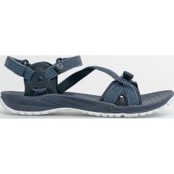 Jack Wolfskin - Sandały Lakewood Ride. Niebieskie klapki damskie Jack Wolfskin, bez wzorów, z materiału, bez obcasa, na płaskiej podeszwie. W wyprzedaży za 249,90 zł.