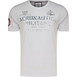 T-shirt AERONAUTICA MILITARE. Białe t-shirty męskie Aeronautica Militare, z nadrukiem, z bawełny, z okrągłym kołnierzem. Za 300,00 zł.