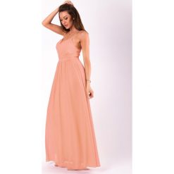 EVA&LOLA SUKIENKA PUDROWY RÓŻ 51008-7. Różowe sukienki damskie EVA&LOLA, s, bez wzorów, bez kołnierzyka, bez rękawów. Za 167,59 zł.