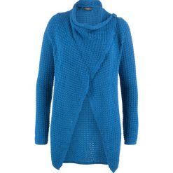 Sweter rozpinany w strukturalny wzór bonprix lazurowy. Niebieskie swetry damskie bonprix, bez wzorów, bez rękawów, bez kaptura. Za 44,99 zł.