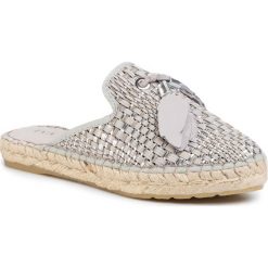 Espadryle EVA MINGE - EM-46-06-000563 609. Szare espadryle damskie Eva Minge, z aplikacjami, ze skóry ekologicznej, bez obcasa. W wyprzedaży za 259,00 zł.