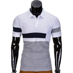 Koszulka męska polo bez nadruku S846 - szara. Szare koszulki męskie Ombre Clothing, s, z nadrukiem, polo, bez rękawów. Za 29,00 zł.