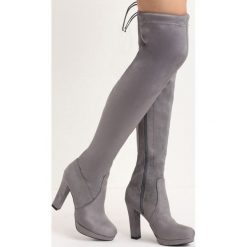 Szare Kozaki Pretty Hurts. Szare buty zimowe damskie marki Born2be, na wysokim obcasie, na słupku. Za 129,99 zł.