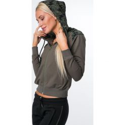 Bluza z kapturem khaki MR15111. Brązowe bluzy damskie Fasardi, xl, bez wzorów, bez rękawów, z kapturem. Za 109,00 zł.