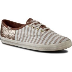 Tenisówki KEDS - Champion WF54568 Stripe/Glit Champagne. Brązowe półbuty damskie Keds, bez wzorów, z gumy, bez zapięcia. W wyprzedaży za 119,00 zł.