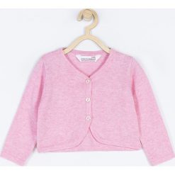 Coccodrillo - Sweter dziecięcy 68 - 86 cm. Różowe swetry dziewczęce COCCODRILLO, bez wzorów, z dzianiny, z okrągłym kołnierzem, z krótkim rękawem, krótkie, bez kaptura. W wyprzedaży za 29,90 zł.
