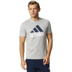 KOSZULKA ADIDAS ESSENTIALS LINEAR TEE S98738. Szare koszulki męskie marki Adidas, s, bez wzorów, bez kołnierzyka, bez rękawów. Za 79,00 zł.