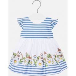 Mayoral - Sukienka dziecięca 74-98 cm. Niebieskie sukienki dziewczęce Mayoral, z nadrukiem, z elastanu, bez rękawów, mini, proste. Za 147,90 zł.
