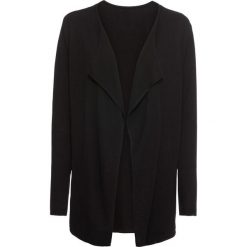 Sweter bez zapięcia bonprix czarny. Czarne swetry damskie marki bonprix, bez wzorów, z długim rękawem, długie, bez kaptura. Za 74,99 zł.