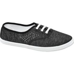 Tenisówki damskie Casa mia czarne. Czarne trampki i tenisówki damskie Casa mia, bez wzorów, z tworzywa sztucznego, bez zapięcia. Za 39,90 zł.