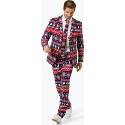 OppoSuits - Garnitur męski z krawatem – Nordic Noel, niebieski. Niebieskie garnitury OppoSuits. Za 379,95 zł.